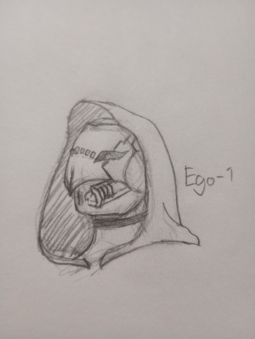 Really Random Sketch I Did Of Just The Head Of My Hunter OC, Ego-1 A Few Days Ago. Might Redesign Him