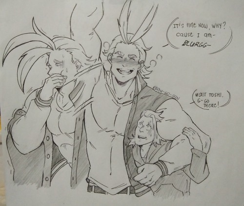 rin-go-san:  So…here’s a compilation of All Might and David Shield being best buddies xD  I added a comic about FratMight after taking some bets in his college friends and David helping him to get home.( inspiration from the conversation in the AM