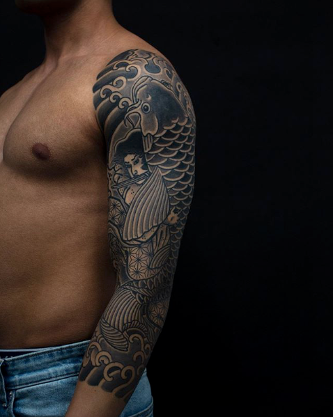 Black and Grey Japanese tattoo by FIBS  iNKPPL