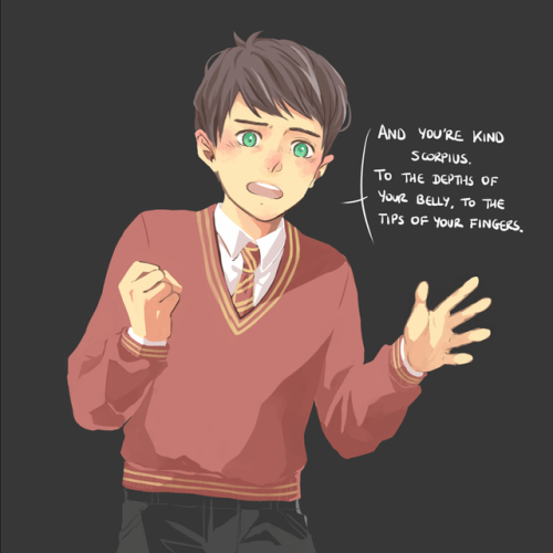 annciel7: ACT TWO SCENE SIXTEEN ALBUS ‘Friends?’ SCORPIUS ‘Always.’ SCORPIUS extends his hand, ALBUS