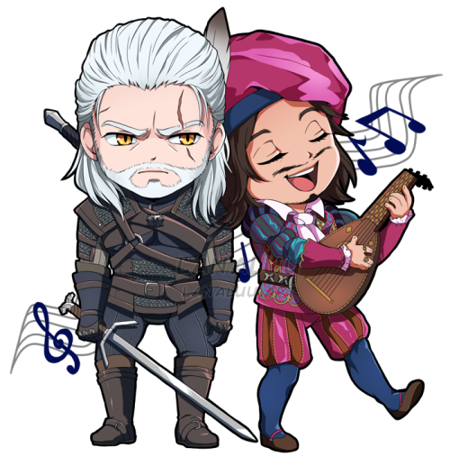Toss A Coin to Your Wiiitcherrrrr~ Geralt and Dandelion.Available as stickers in my shop.