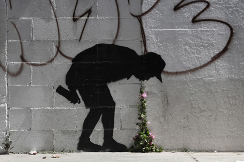 normasjeanes:  “Better Out Than In” by Banksy, 2013. 