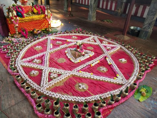 Preparations for a well-designed yagna for worshiping Devi.Tamil Nadu