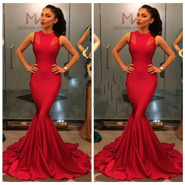 Red mermaid prom dress