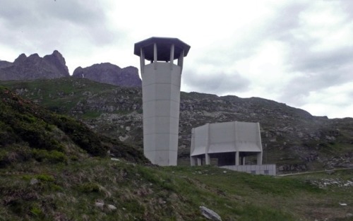 architectureofdoom:   Ventilation building,  St Bernard Pass, Graubünden, 1967        