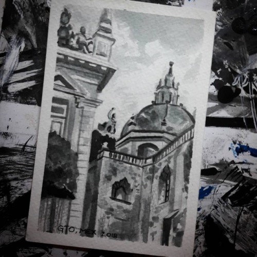 Another view of Guanajuato with a tiny pic of the Pipila Monument. #inktober #day2 #gto #guanajuato 