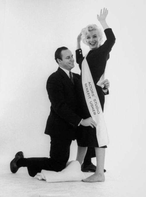 Marilyn Monroe and Marlon Brando photographed for the Actor’s Studio benefit, The Rose Tattoo.