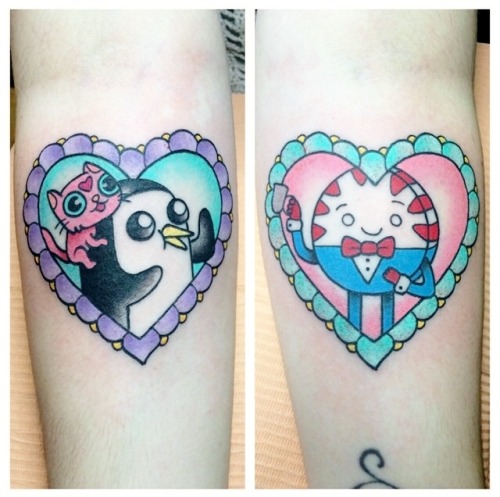 fuckyeahtattoos:  Gunter and Peppermint Butler tattoos by Alex Strangler at The Dolorosa in LA Georgia: Instagram Alex Strangler: Tumblr / Instagram