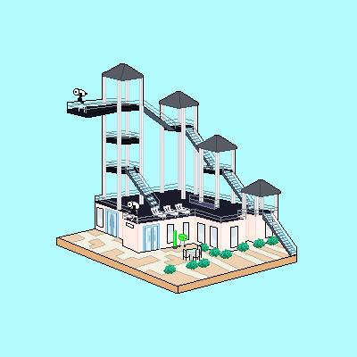 strangenight:some pixel art of the curious and beaker houses. that totally havent been in my wips fo