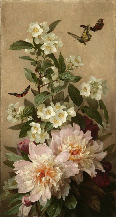 loupelu:
Paul de Longpré ‘Peonies and Butterflies’ c.1900