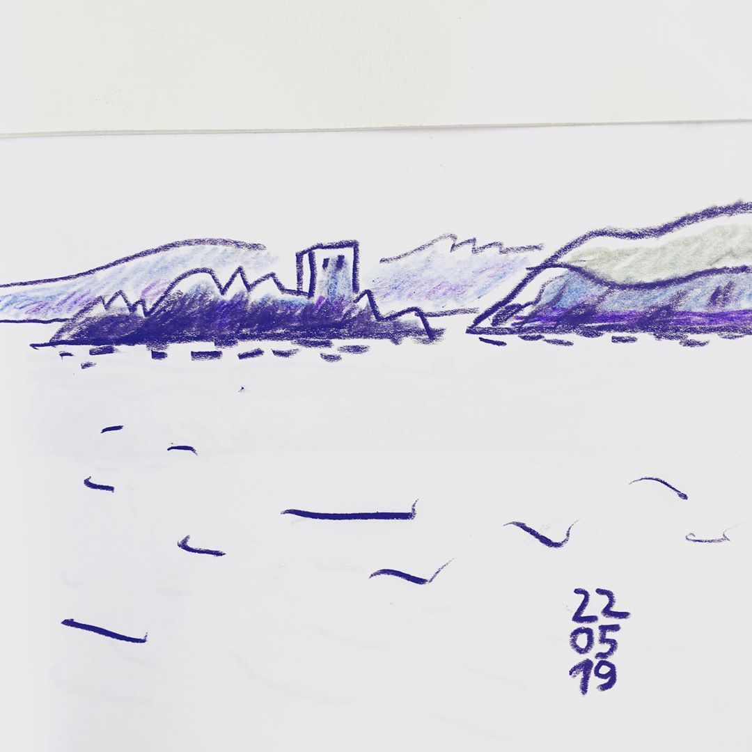 drawing on the ferry #coast #sketchbook #sketch #landscape #hills #lighthouse #brittany #bretagne #finisterre #ouessant #pennarbed https://www.instagram.com/p/BxrV07unOdn/?igshid=1bk781020a4pj