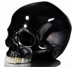 intoaspirin:  Black Obsidian skull with Opal