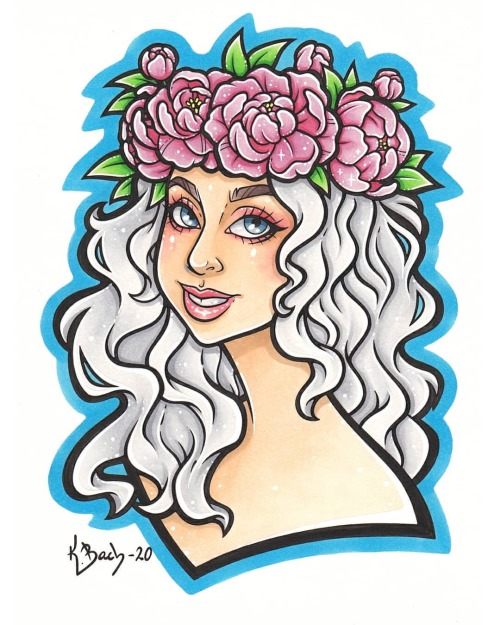 The next flower crown portrait is finally done! This time I drew the beautiful @mishieeisscreaming I