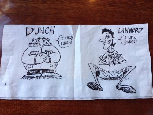 Dunch and Linnerd usually meet between 3-5. #dunch, #linner, #food, #characterdesign, #napkinconcept