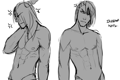 ikebanakatsu:  I wanted to draw hot guys practice some male anatomy, so I used my two ocs; Jericho and Lucifer. They hate each other as hell (It’s funny because Lucifer is the lord of the hell hehehehe kill me pls) Maybe I finish this with colour and