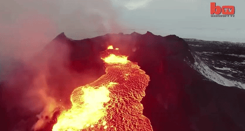 npr:the-future-now:Watch: Drone captures flowing lava river in IcelandFollow @the-future-nowSo beaut