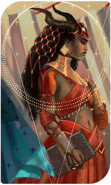 razchung:tarot cards for my dragon age oc, saarebas! before her magic developed she was a qunari pri