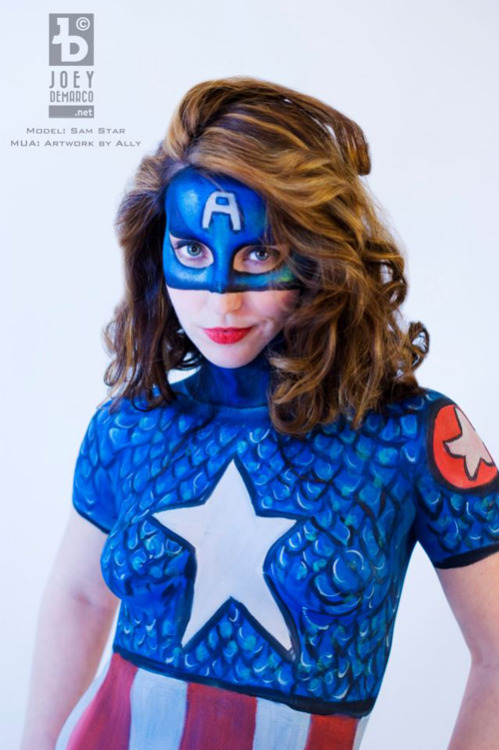 nerdybodypaint:  Captain America body paint porn pictures