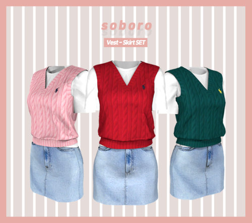 soboro-sims:[soboro] Polo Sweater vest Denim Two-Piece &Polo Sweater vest Top New mesh 38 Swatch