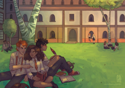 carolsdrawing:Studying for OWLs (or not)