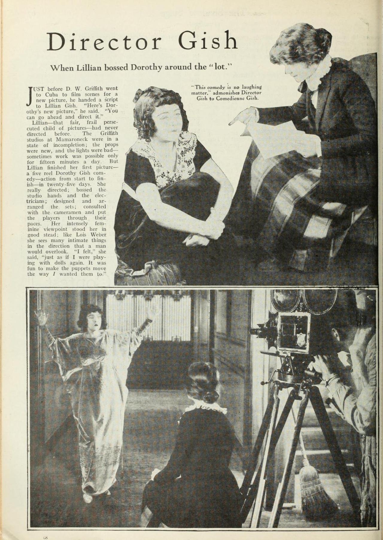 #female movie director  #lillian gish director  #1920s women film directors #dorothy gish #photoplay magazine article  #Silent film actress  #silent film director #lillian gish