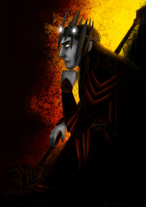 Morgoth upon the throne of Angband Art by me
