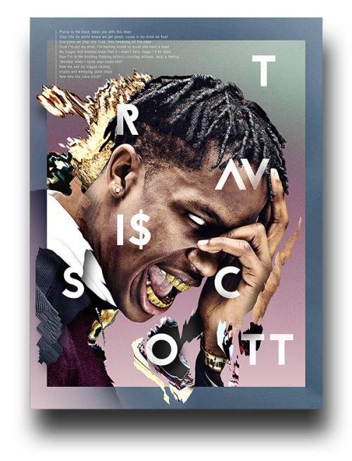 designrevolution:  Kendrick Lamar, Frank Ocean & Travi$ Scott are three artists Leroy considers to be Already Legendary. This is a personal portrait project honouring three legends in the making.Leroy van Drie known in the digital world as LeRoi3; is