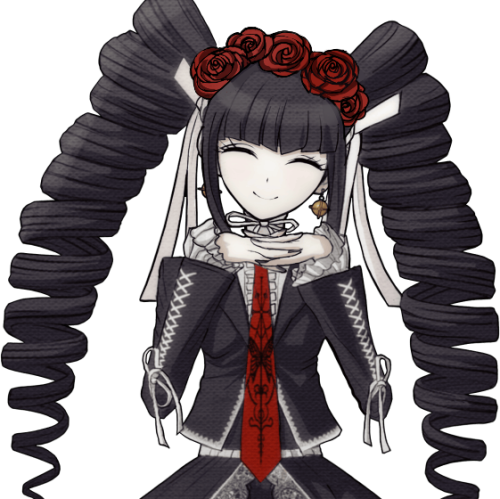 junko-editshima:Celestia Ludenberg with Red Roses in her hair Sprite Edit for @teardrop-edits