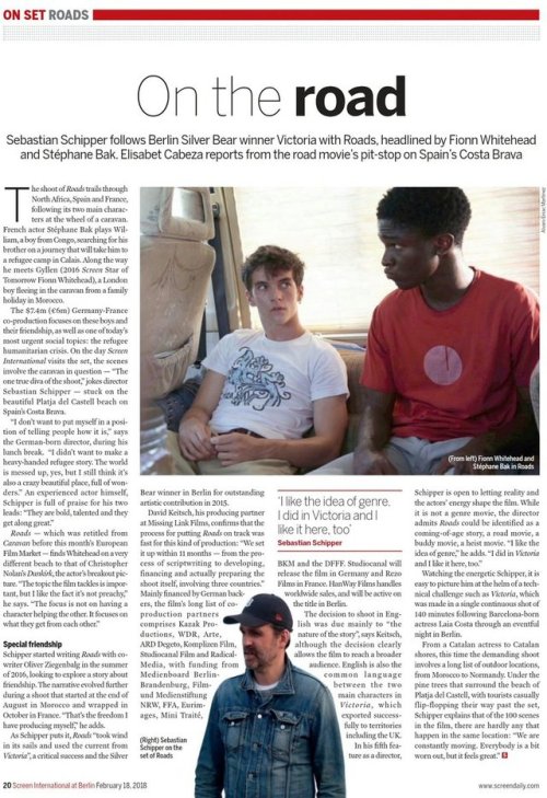 fwhiteheadofficial: Magazine excerpt about Fionn’s upcoming film Roads (formerly Caravan) (x)