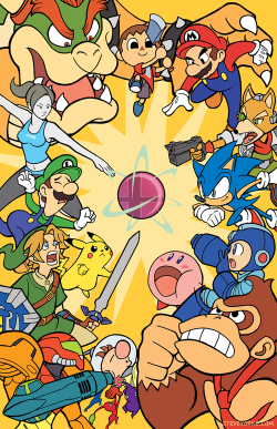 retrogamingblog:  Super Smash Bros Artwork by Steve Yurko