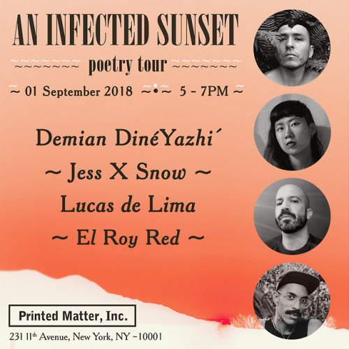 NYC + BK! I’ll be reading this weekend at Printed Matter and will be joined by my favorite NY poets 
