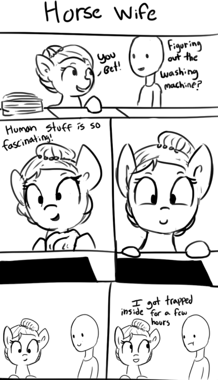 thehorsewife:  I thought i’d do something a little different. The Horse Wife is coming up on 6000 followers! So I thought I would celebrate that will the original 3 Horsewife comics I drew that prompted my friends to suggest I share my silly doodley