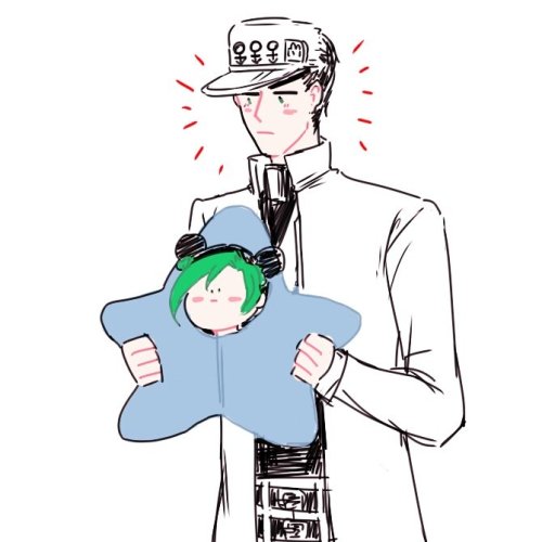 shu-bie:Baby jolyne in star pajamas and jotaro! When I saw the (second) picture, I wanted to draw it….! 