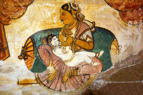 Krishna and Yashoda, Brihadeeswara temple, Tanjore, TN