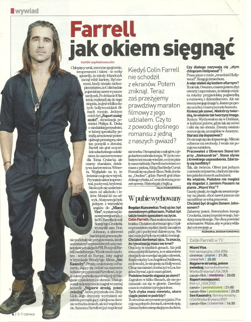 sophielovescolinfarrell: revue internationales-ZYCIZ NA GORAGO , aout 2009, pologne-GAZETA TELE juin