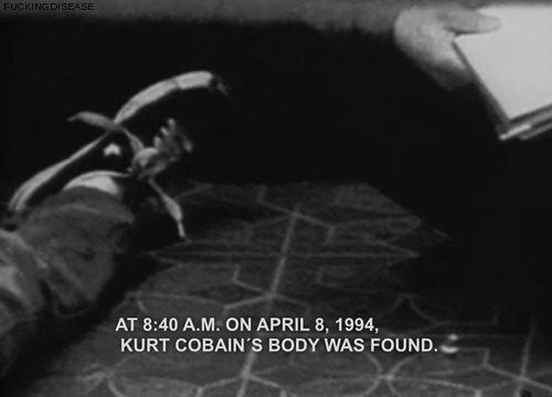 cobain-and-cocaaine:slowly-giving-up-everything:Kurt cobain on We Heart It.oh my god i’m crying 