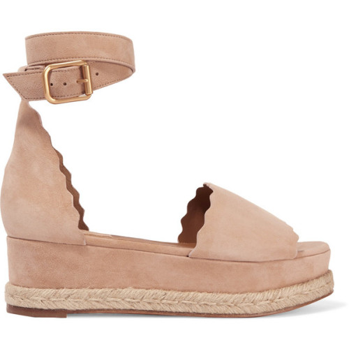 Chloé Lauren suede espadrille platform sandals ❤ liked on Polyvore (see more slip on shoes)