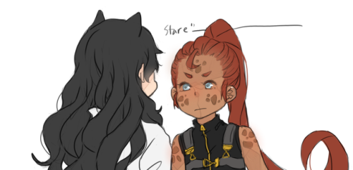 jiyeong:useless lesbian baby ilia asking useless lesbian senpai weiss for advice on how to get the cute cat girl (to hold her hand)