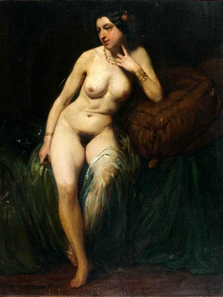 artbeautypaintings:  Oriental lady after the bath - Edouard Alexandre Sain