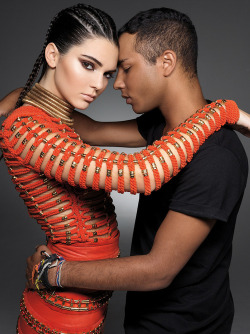 kimkanyekimye:  kimkardashian: #Balmain #SundayTimesStyle @kendalljenner @olivier_rousteing  😍
