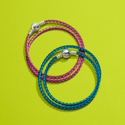 pandora-us-jewelry:Mix it up with colorful leathers!The NEW Colors of Paradise Collection from PANDO