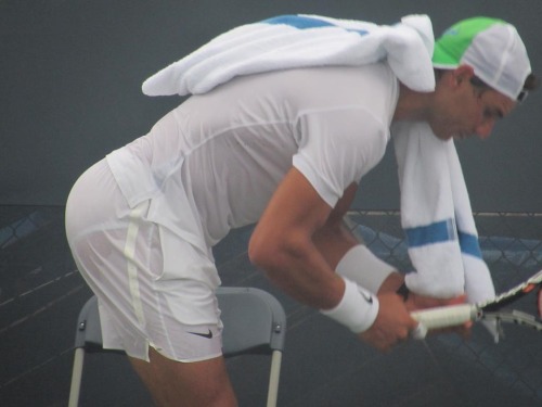 assofmydreams:  Rafael Nadal in wet, white, pretty much see-through shorts 