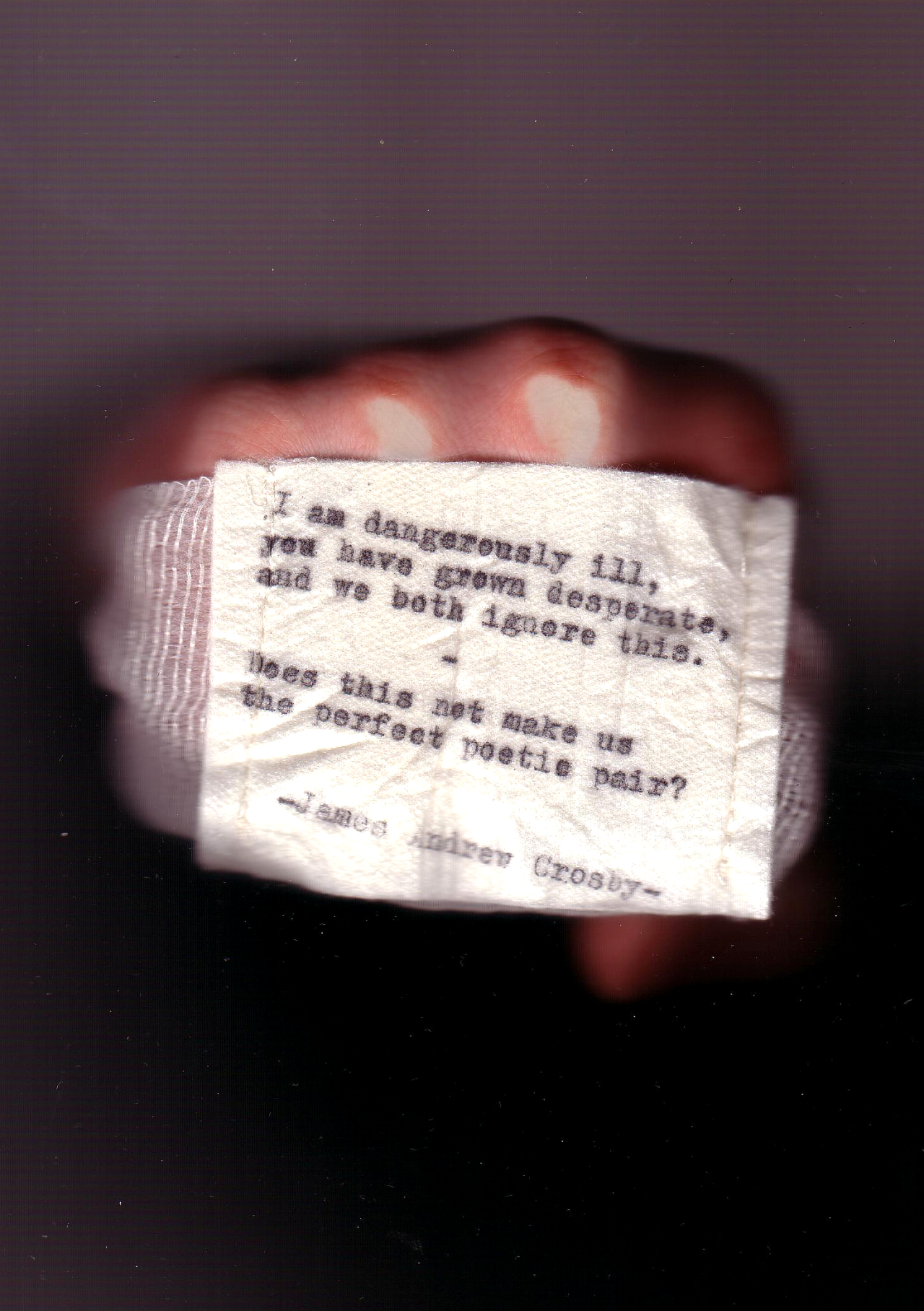  Typewriter Poetry #869 by James Andrew Crosby I am dangerously ill,you have grown