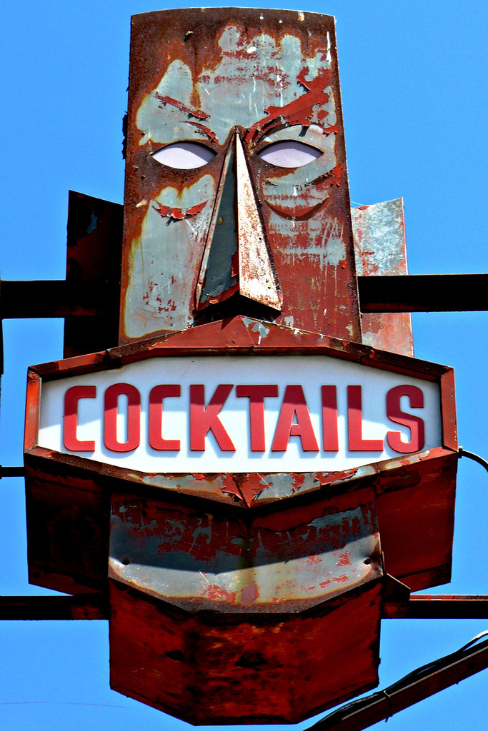 sailorgil:  &ldquo; Tiki Cocktails &quot;   …   Sign at the Islander