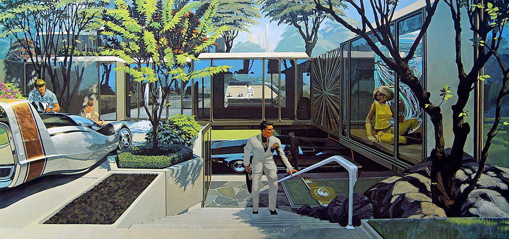 70sscifiart:  “Buildings now, like the Shard, Sir Norman Foster’s Gherkin, even