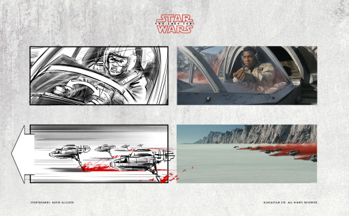 Official storyboards for Star Wars: The Last Jedi by David Allcock.