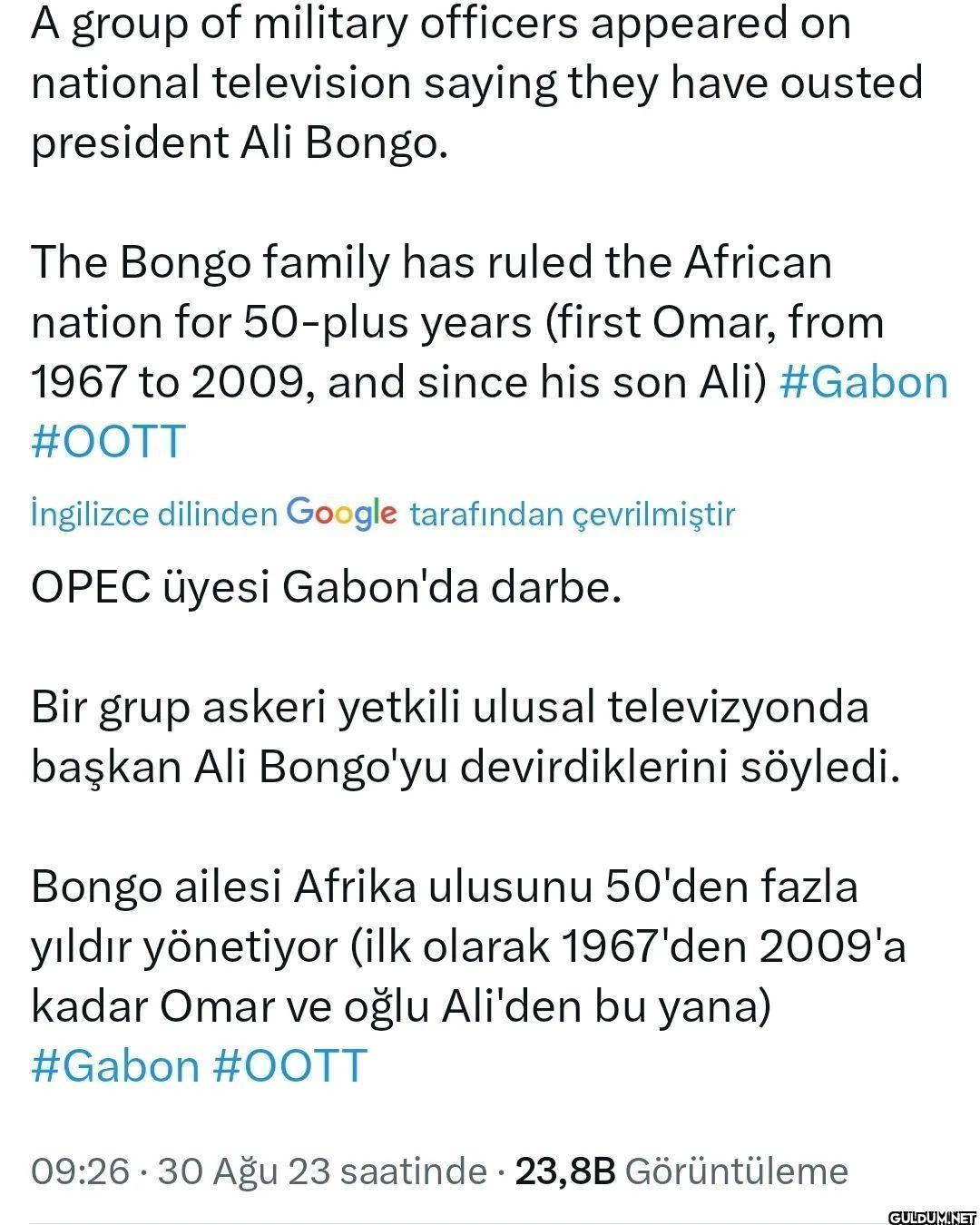 Ali Bongo gelemedi hocam,...