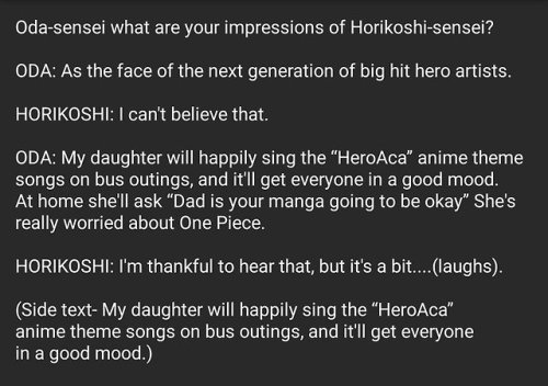 arisa20:Oda and Horikoshi’s double interview (translated) from BNHA: The two Heroes, Volume 0 from Y