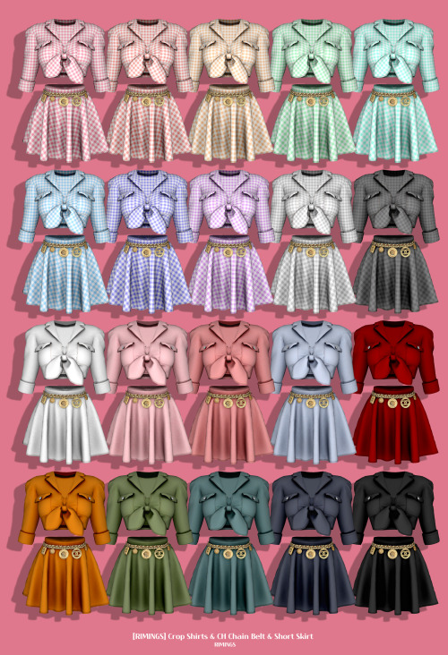 [RIMINGS] Crop Shirts &amp; CH Chain Belt &amp; Short Skirt - DRESS- NEW MESH- ALL LODS - NORMAL MAP