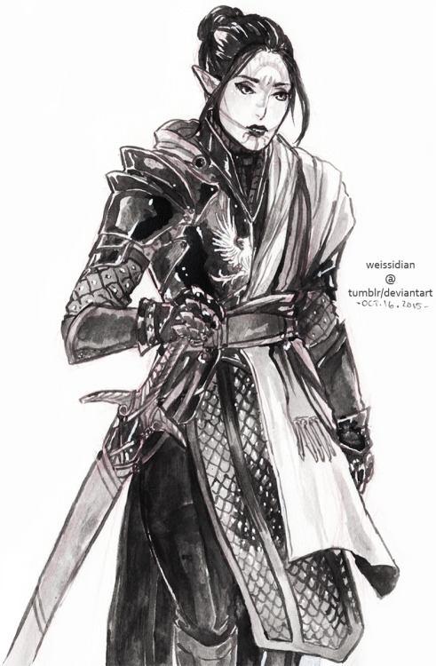 weissidian: Inktober Day 16: Nahila Mahariel (Dragon Age) Oop I fell behind again, I finished half o